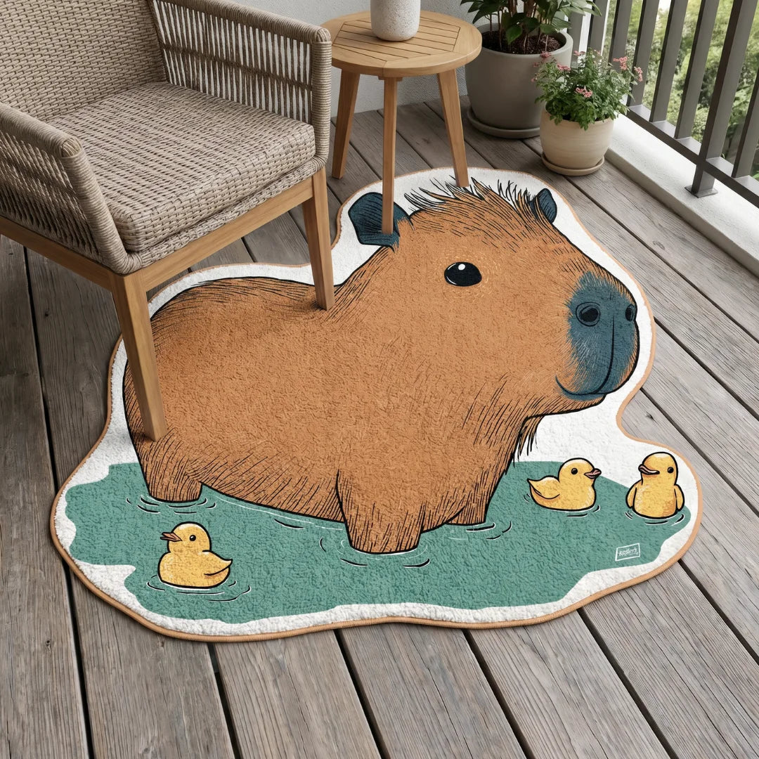 Irregular capybara rug patio balcony