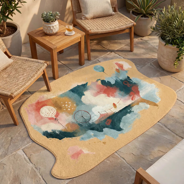 Carnival Across the States – Irregular USA Map Rug | 4 x 6 ft | Patio & Balcony