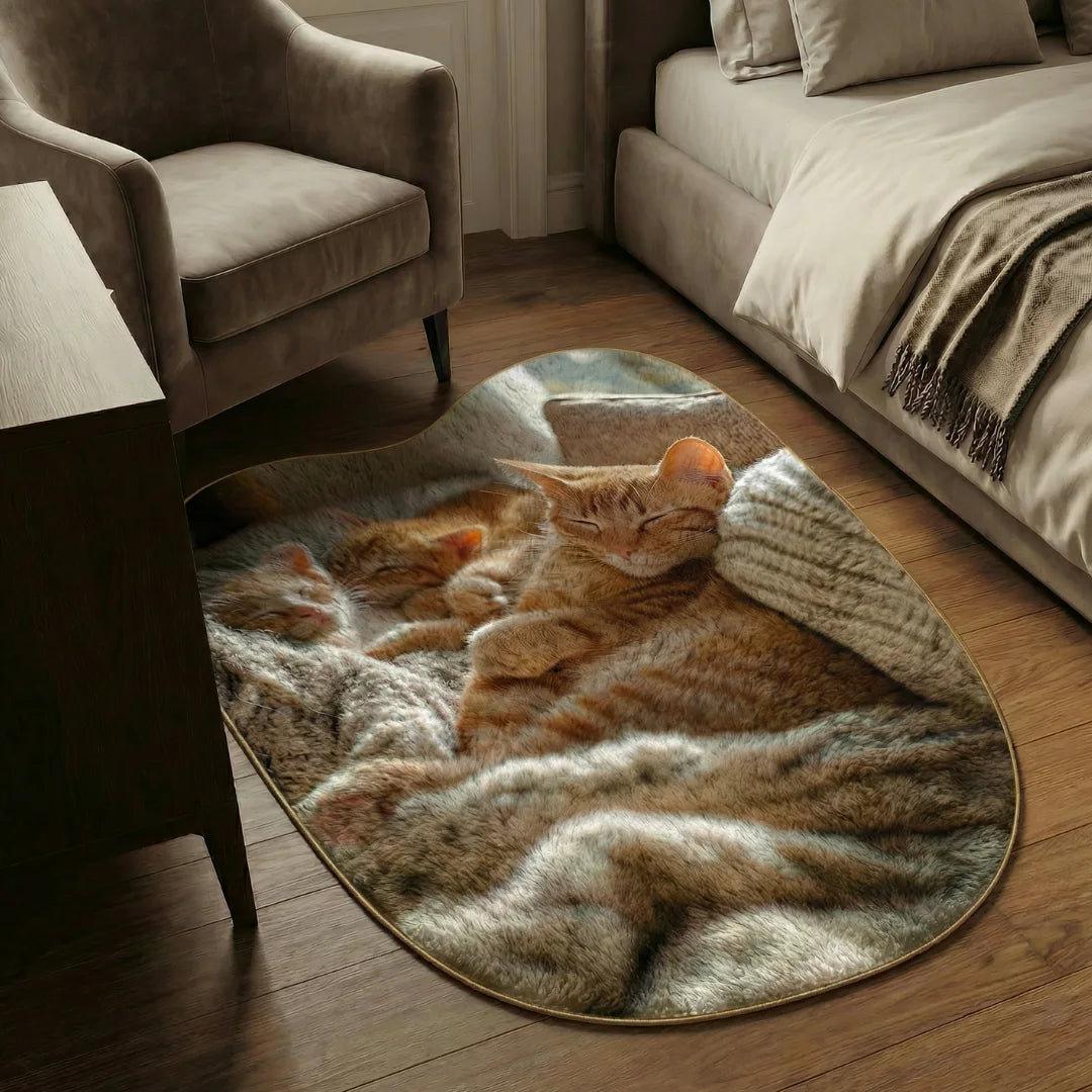 Irregular cat rug bedroom