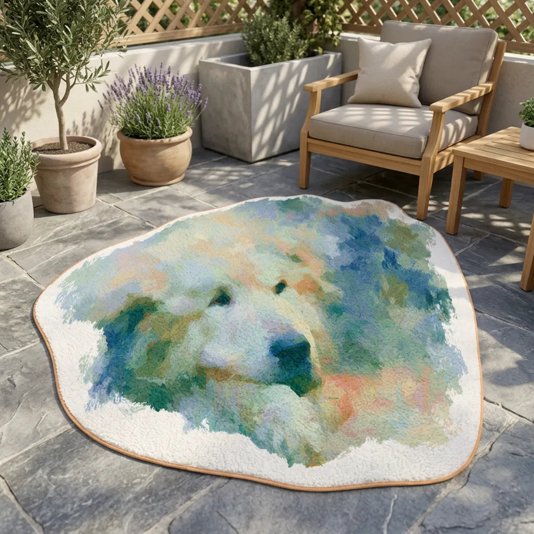 Irregular animal print style rug patio balcony