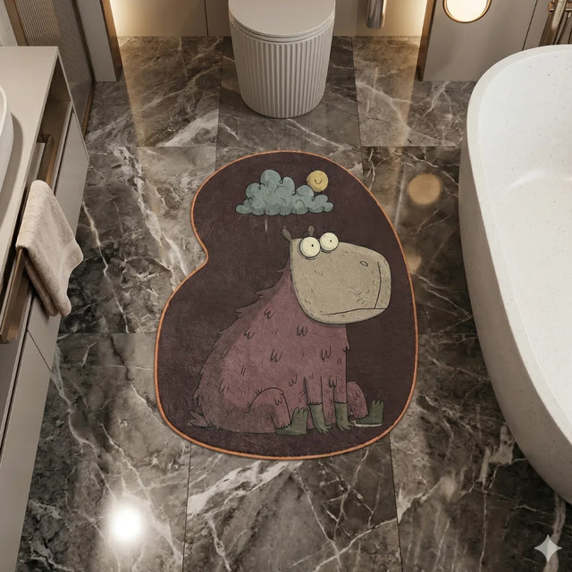 Cloudy But Cute – Irregular Capybara Rug | 3 x 3.5 ft | Bathroom