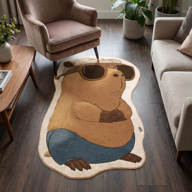 Cool Cappy – Irregular Capybara Rug | 3 x 5 ft | Living Room