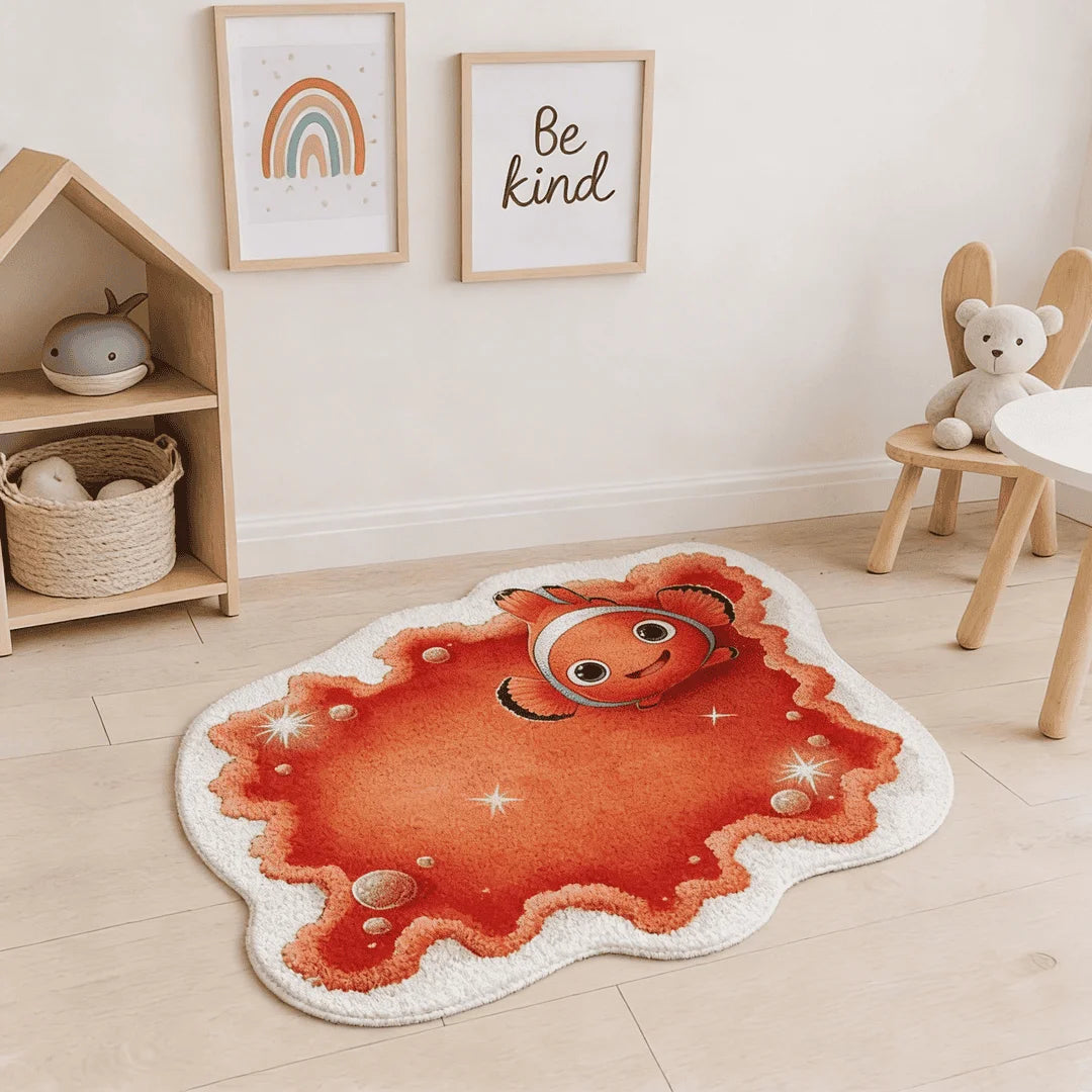 Irregular clown fish rug kidsroom