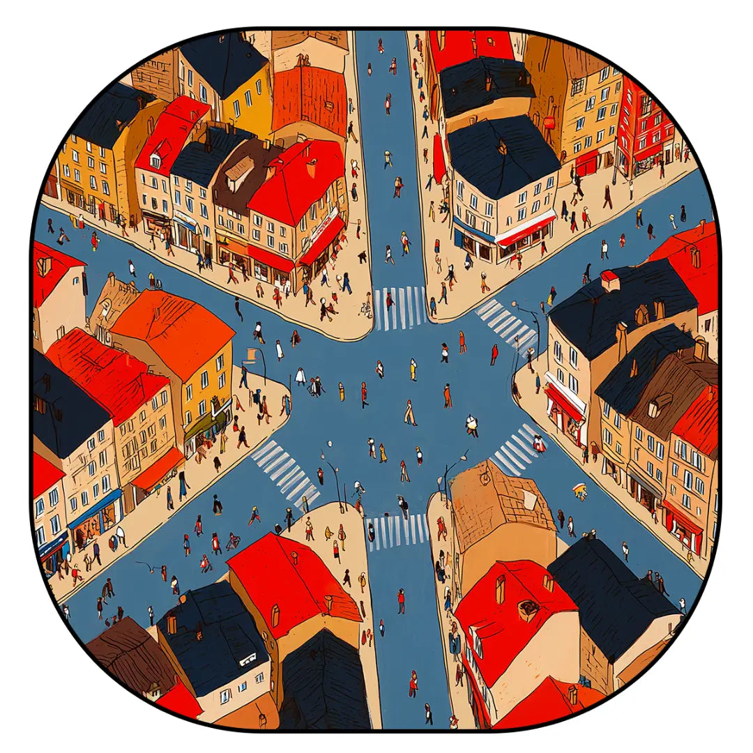Cityscape themed rug living room