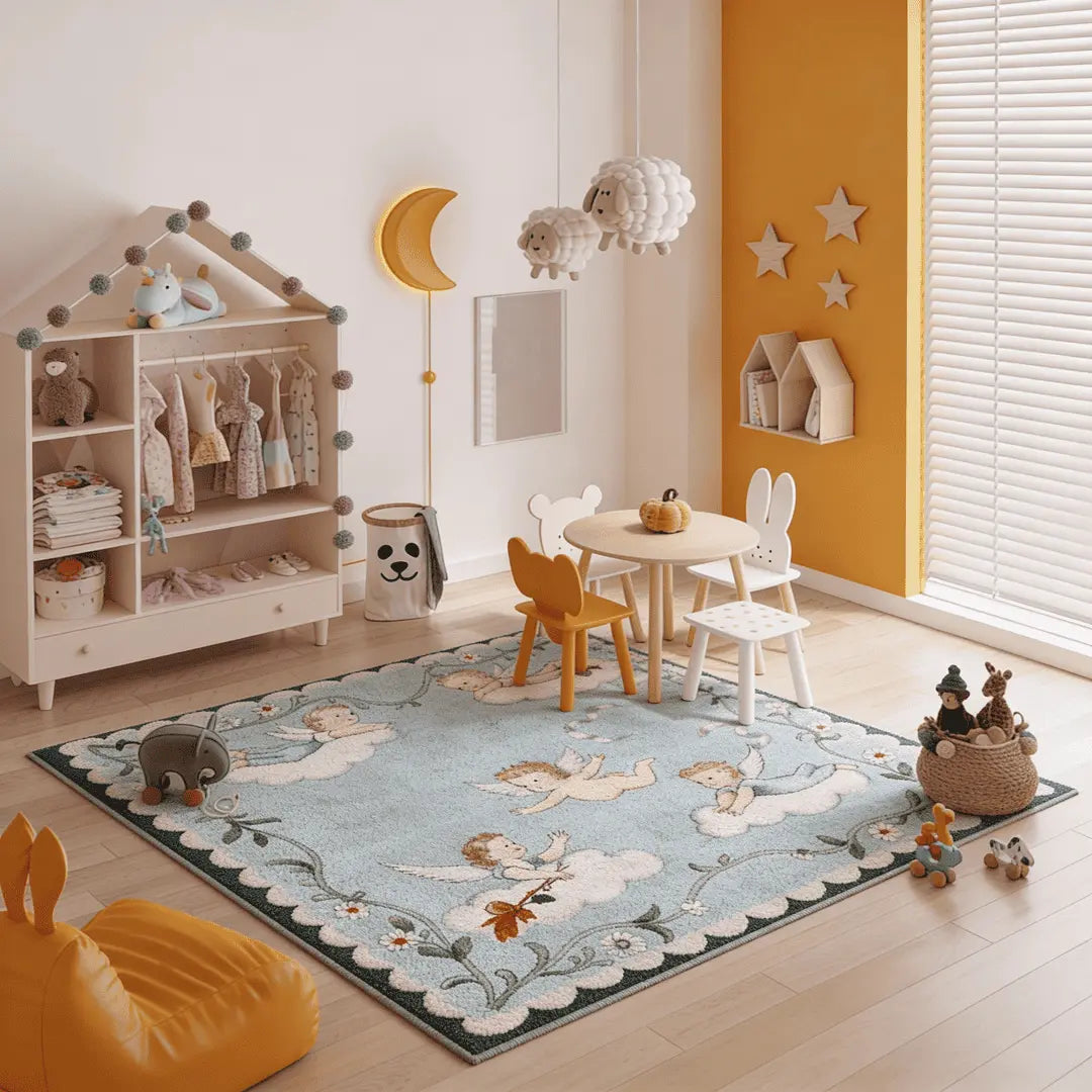 Irregular cupid illustration rug kids room playroom