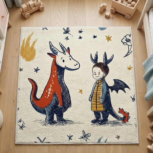 Dragon Days – Kidsroom Rug | 3 x 3 ft | Kidsroom & Playroom