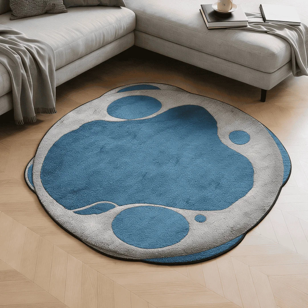 Irregular blue white drop of blue sky rug living room