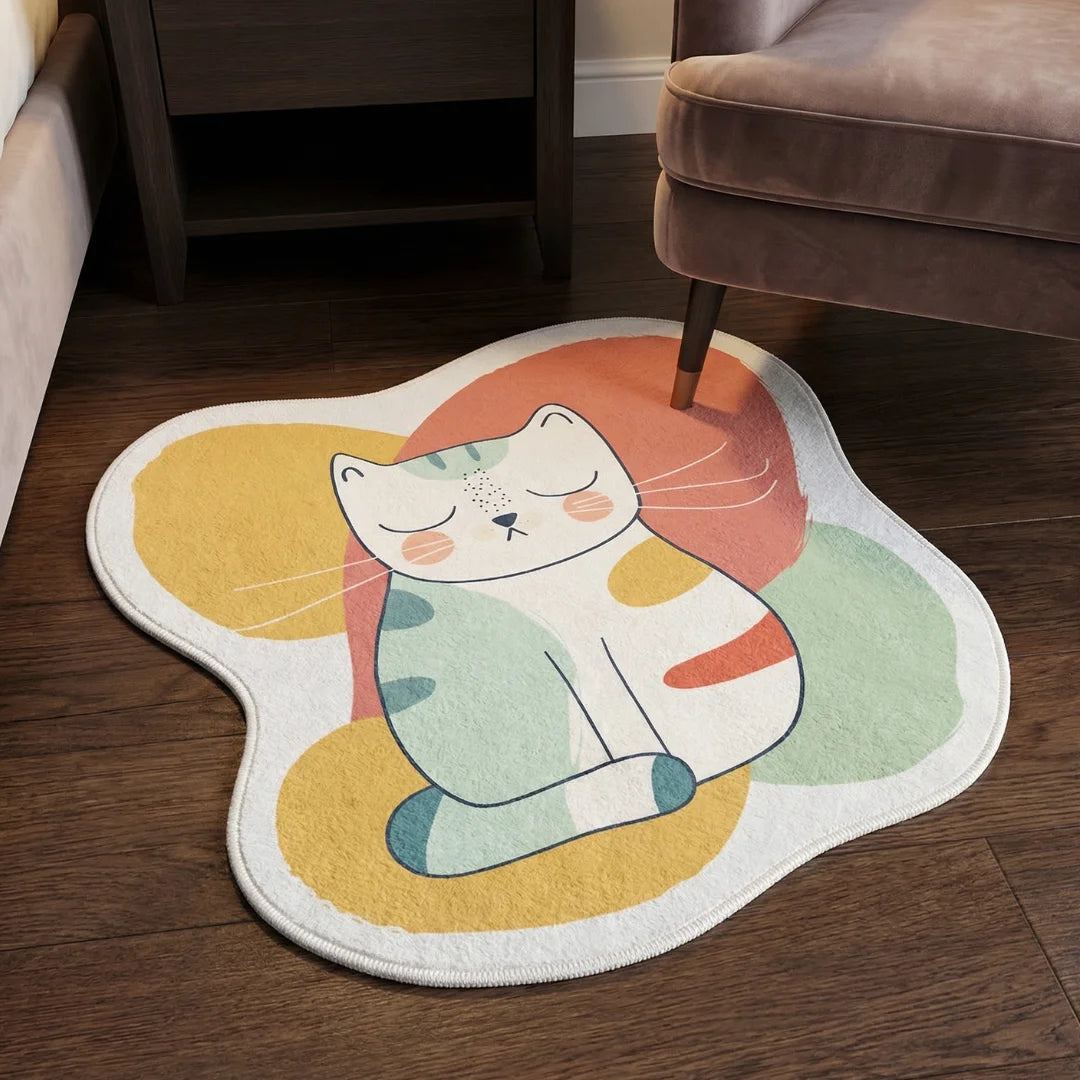 Irregular cat rug bedroom