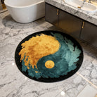 Irregular colores rug bathroom