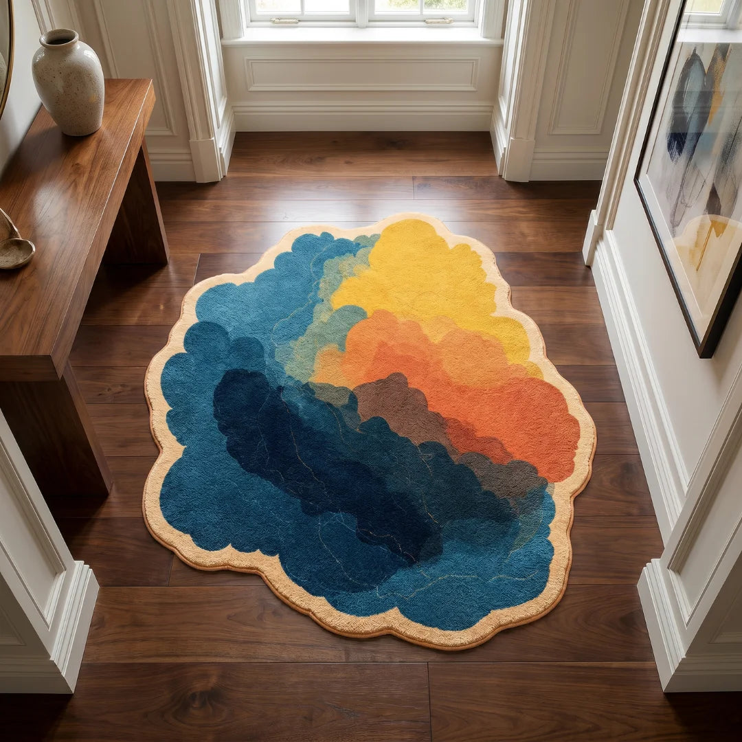 Irregular colores rug entryway