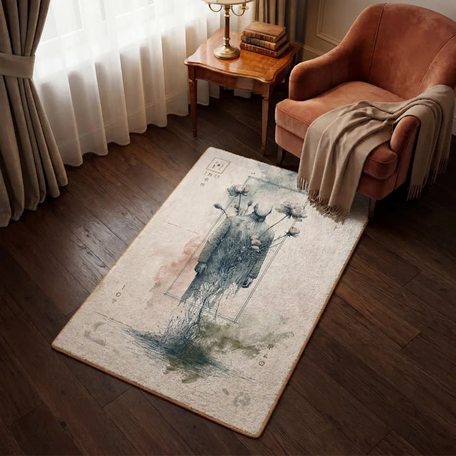 End of August – Stamp-Inspired Rug | 4 x 6 ft | Living Room & Reading Nook