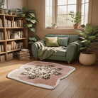 Irregular pink floral rug living room