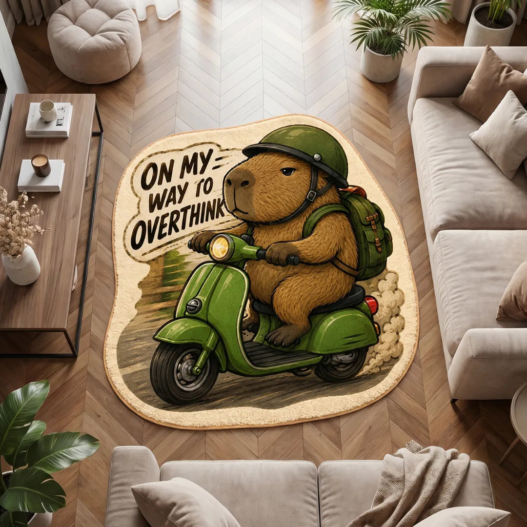 Irregular capybara style rug living room