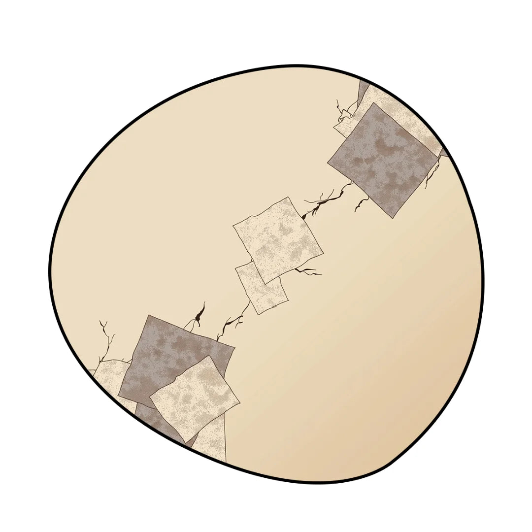 Irregular beige faultline rug living room