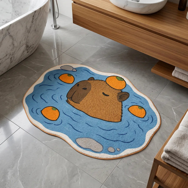 Floating in Yuzu – Irregular Capybara Rug | 4 x 2.5 ft | Bathroom