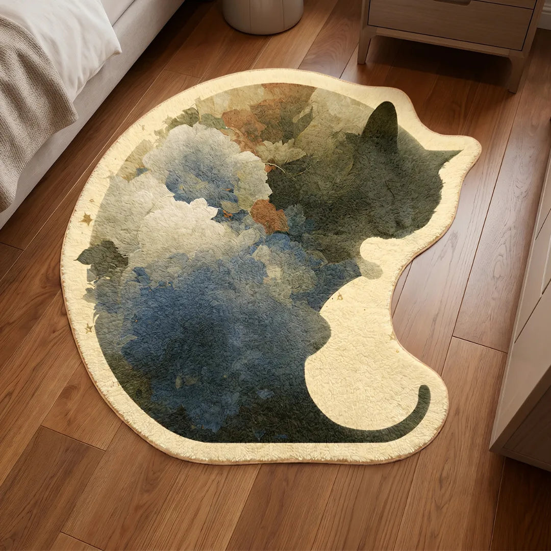 Irregular cat corner rug bedroom