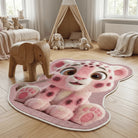 Irregular pink leopard rug kidsroom