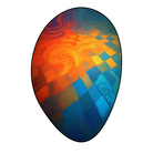 Irregular orange blue abstract rug living room