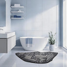 Irregular zebra striped rug bathroom