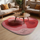 Irregular pink abstract rug living room