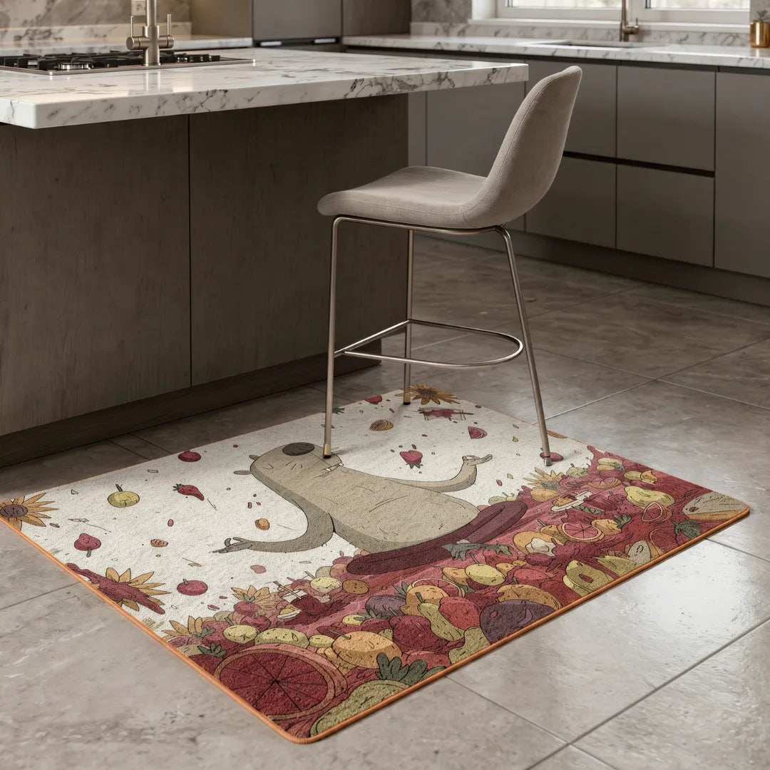 Capybara style rug kitchen