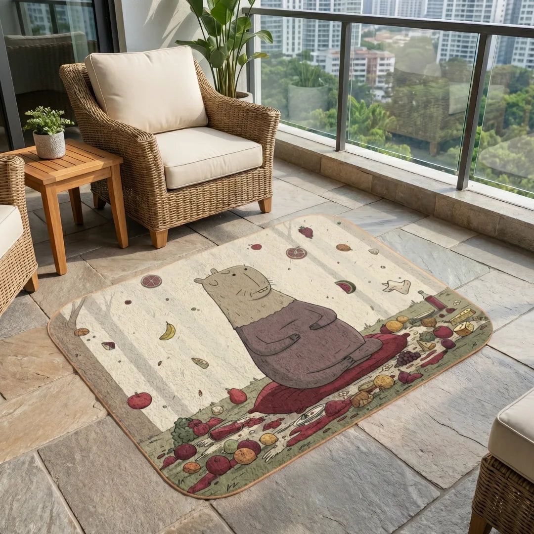 Capybara style rug patio balcony