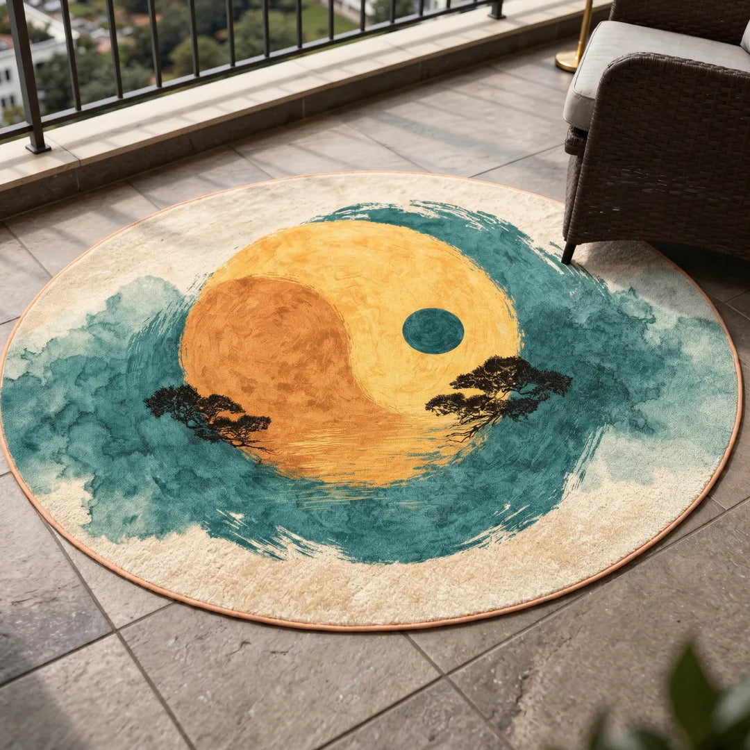 Irregular colores rug patio balcony