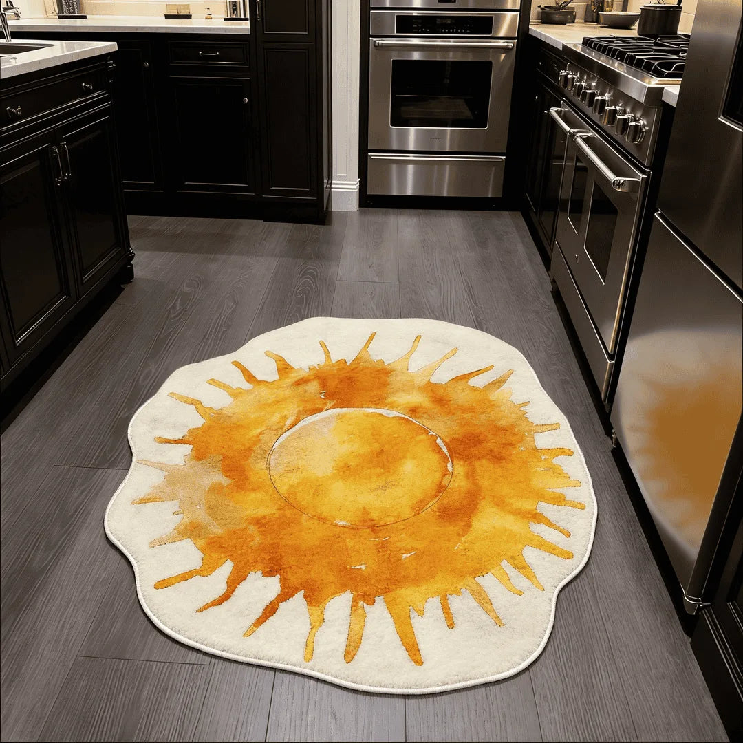 Western-style Rug placed in a Kitchen by A Print Nest