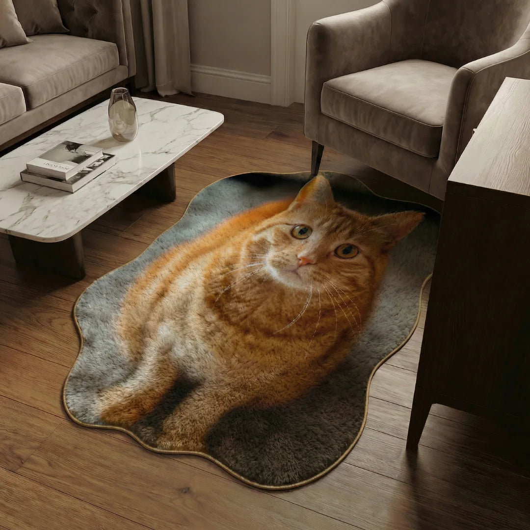 Irregular cat rug living room