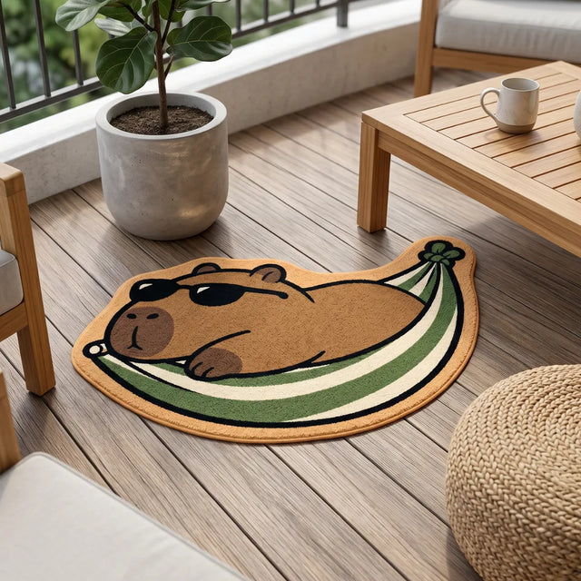 Hammock Philosophy – Irregular Capybara Rug | 4 x 2.5 ft | Patio & Balcony