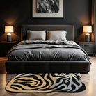 Irregular zebra rug bedroom