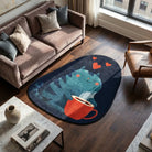 Irregular blue cat rug living room