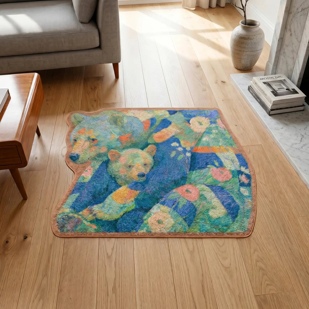 Irregular bear style rug living room