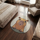 Irregular capybara rug bedroom