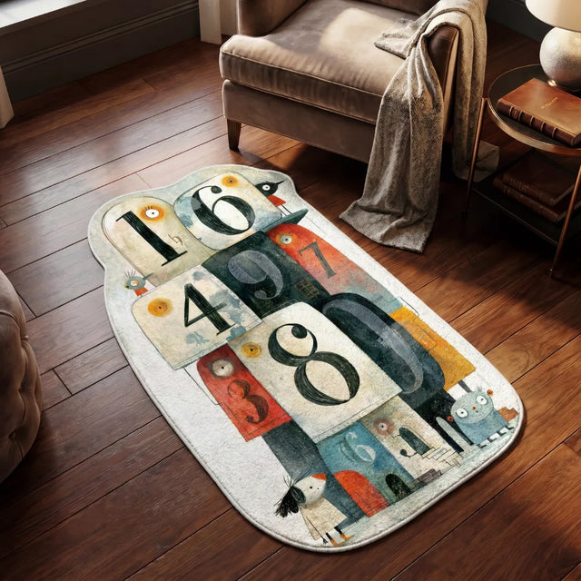 House of Numbers – Johns-Inspired Abstract Rug | 4 x 6 ft | Living Room & Reading Nook