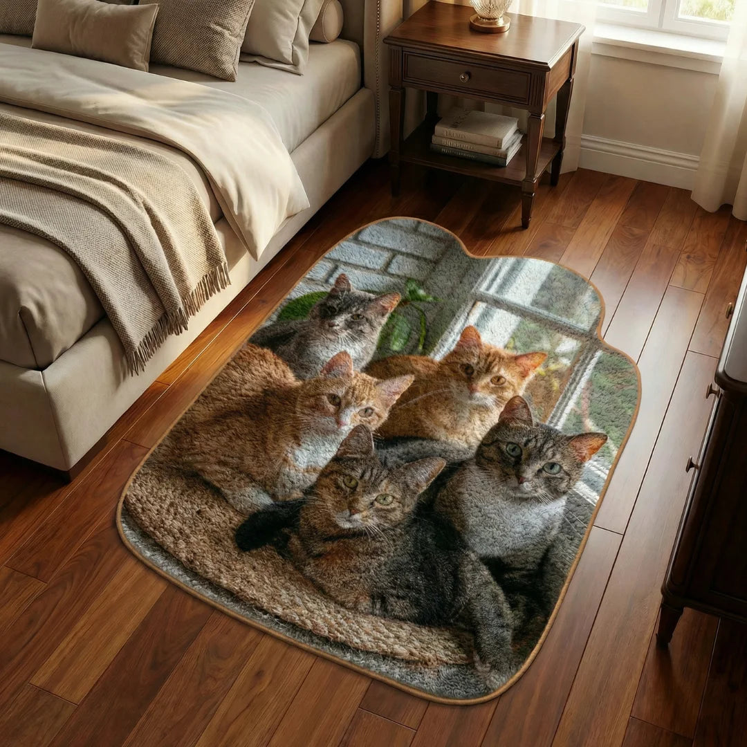 Irregular cat rug bedroom