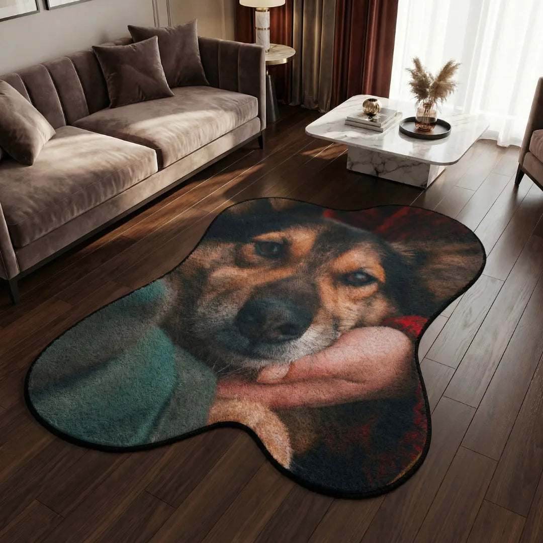 Irregular dog rug living room
