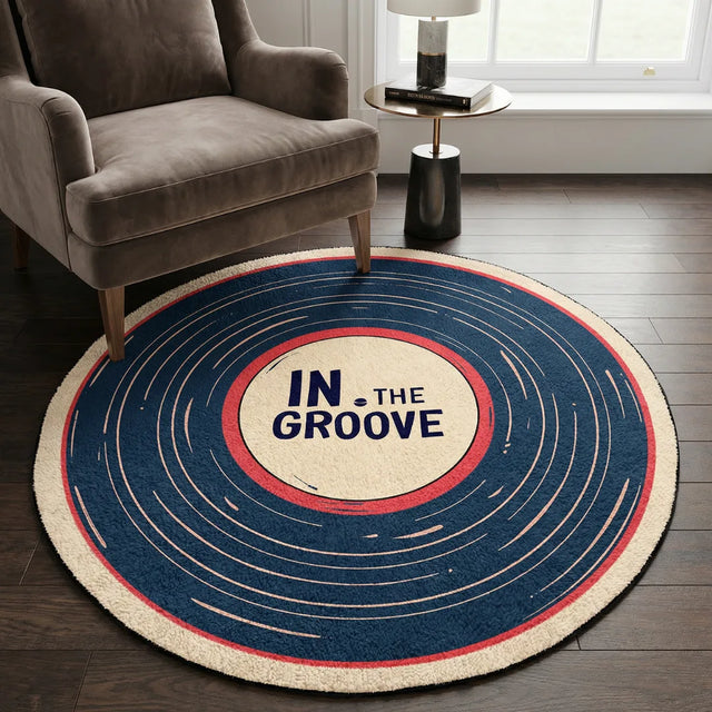 In The Groove – Irregular Logo Rug | 6 x 6 ft | Living Room