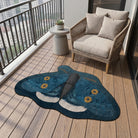 Irregular blue rug patio balcony