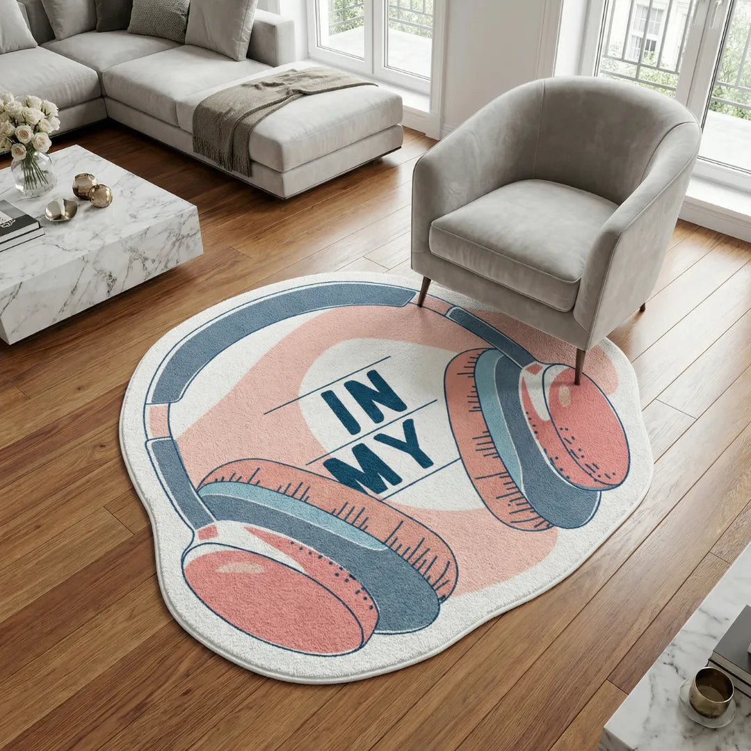 Irregular logo rug living room