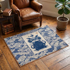 Stamp inspired rug living room