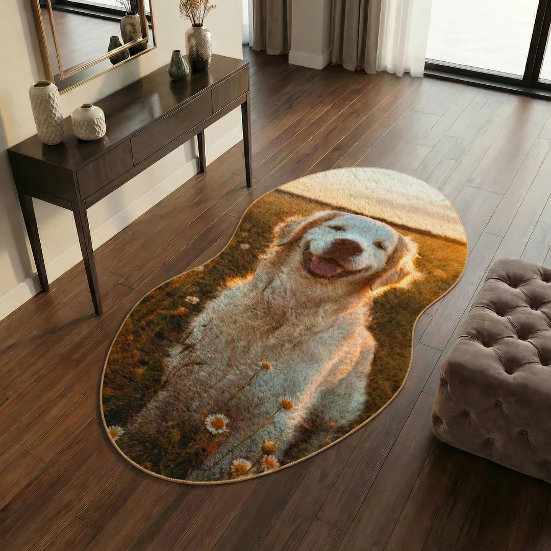 Irregular dog rug bedroom