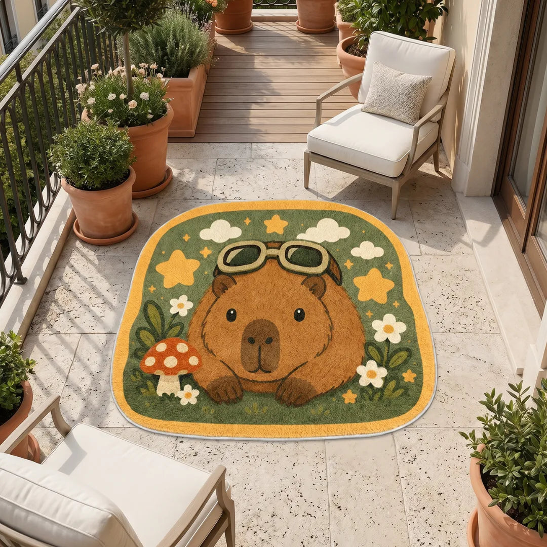 Capybara style rug patio balcony