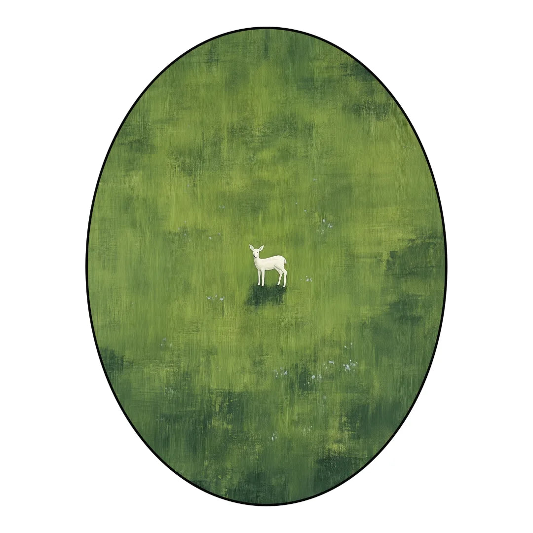 Irregular green minimalist rug living room