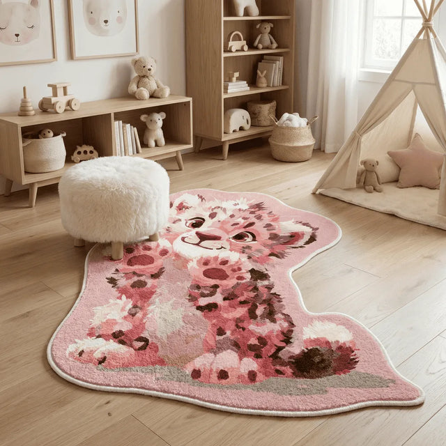 Little Safari - Irregular Pink Leopard Rug | 3 x 3.5 ft | Playroom