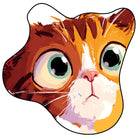 Illustration of a cat's face with large eyes on a white background