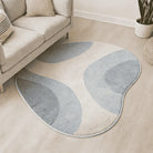 Irregular white rug living room