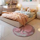 pink sleeping cat rug bedroom