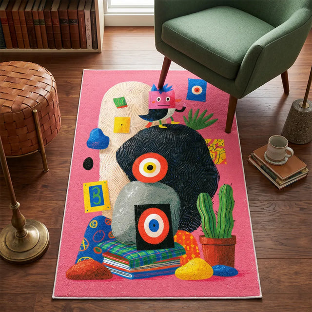Magentic Space – Johns-Inspired Abstract Rug | 4 x 6 ft | Living Room & Reading Nook