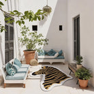 Irregular zebra rug balcony patio